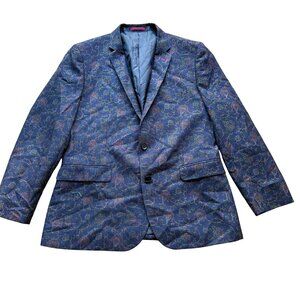 Harry Brown London Black Label Size 44R Navy Floral Skinny Fit Blazer Jacket